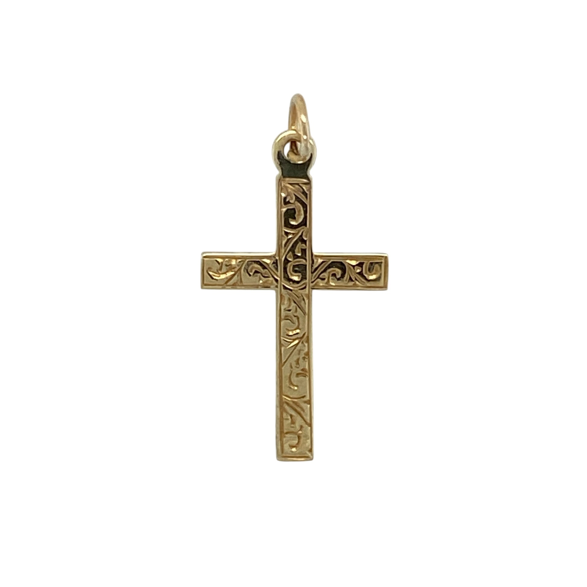 9ct Gold Patterned Cross Pendant