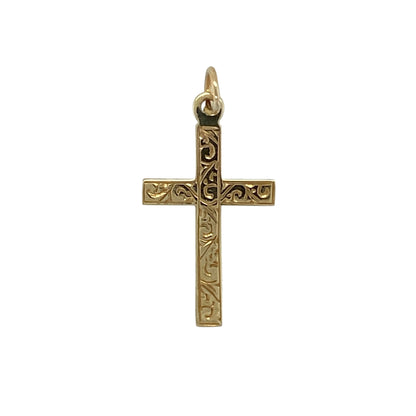 9ct Gold Patterned Cross Pendant
