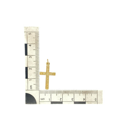 9ct Gold Patterned Cross Pendant