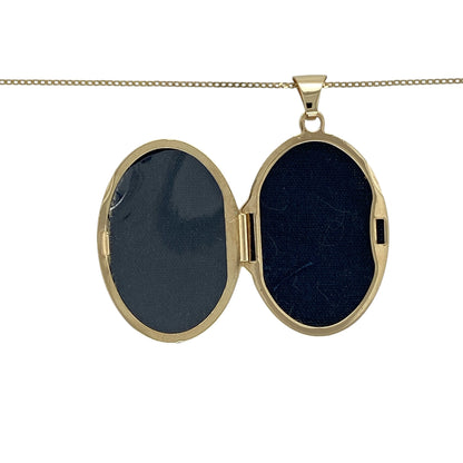 9ct Gold Oval Flower Butterfly Locket 20" Necklace