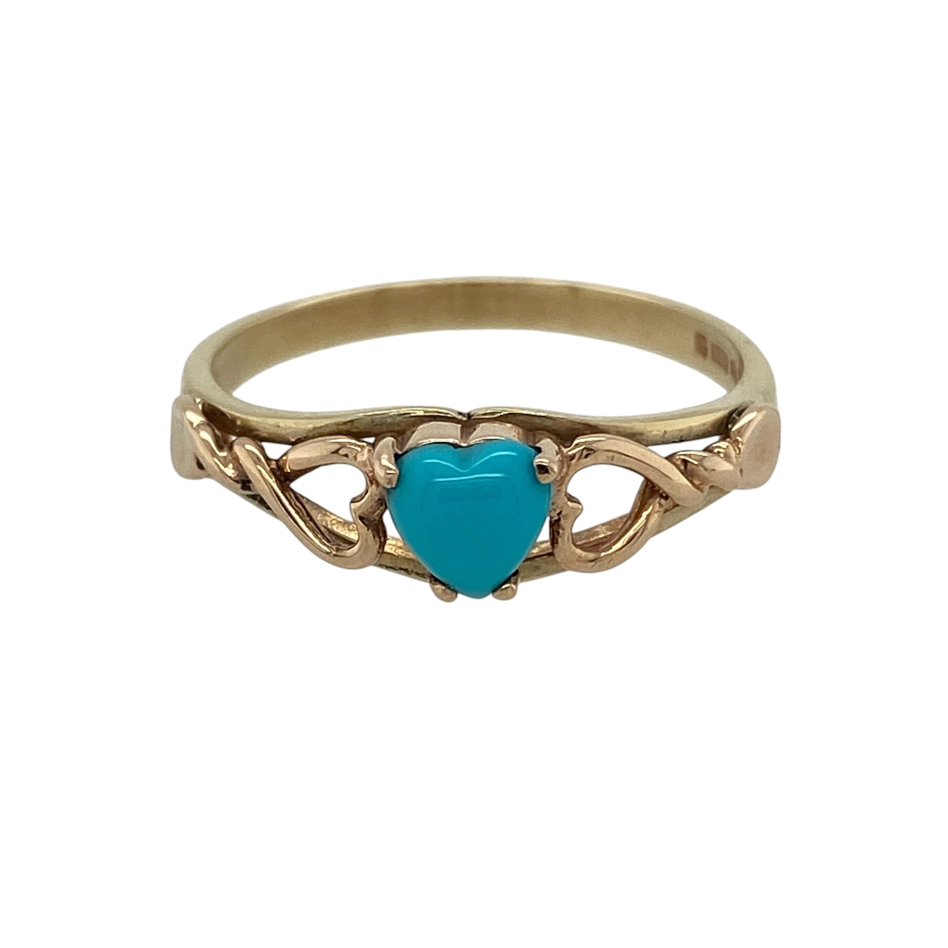 9ct Gold & Turquoise Clogau Heart Lovespoon Ring