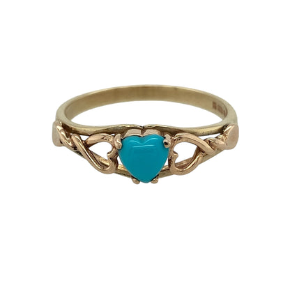 9ct Gold & Turquoise Clogau Heart Lovespoon Ring