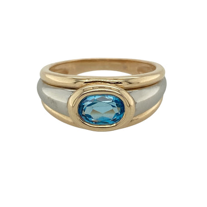 9ct Gold & Blue Topaz Oval Ring