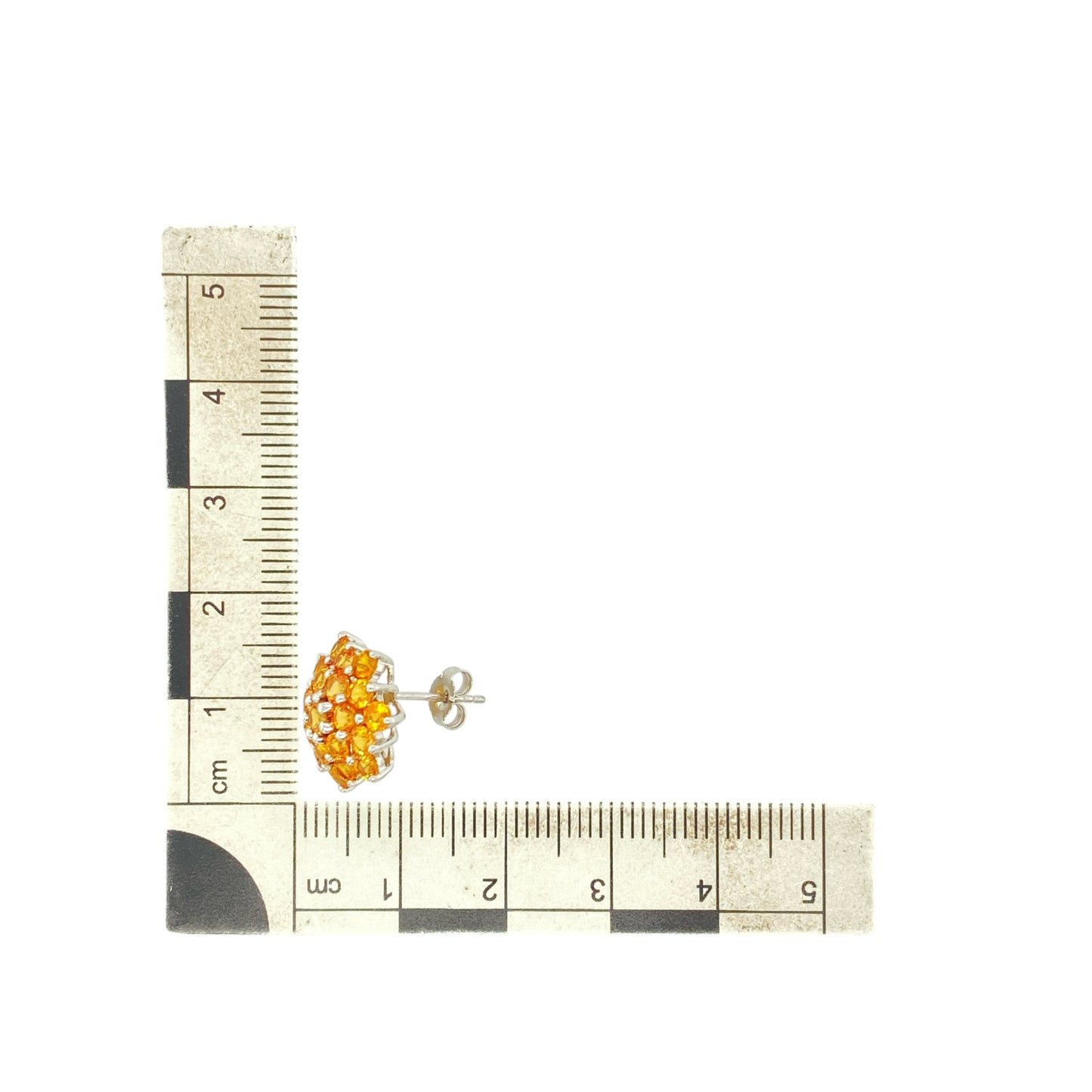 9ct White Gold & Citrine Cluster Stud Earrings