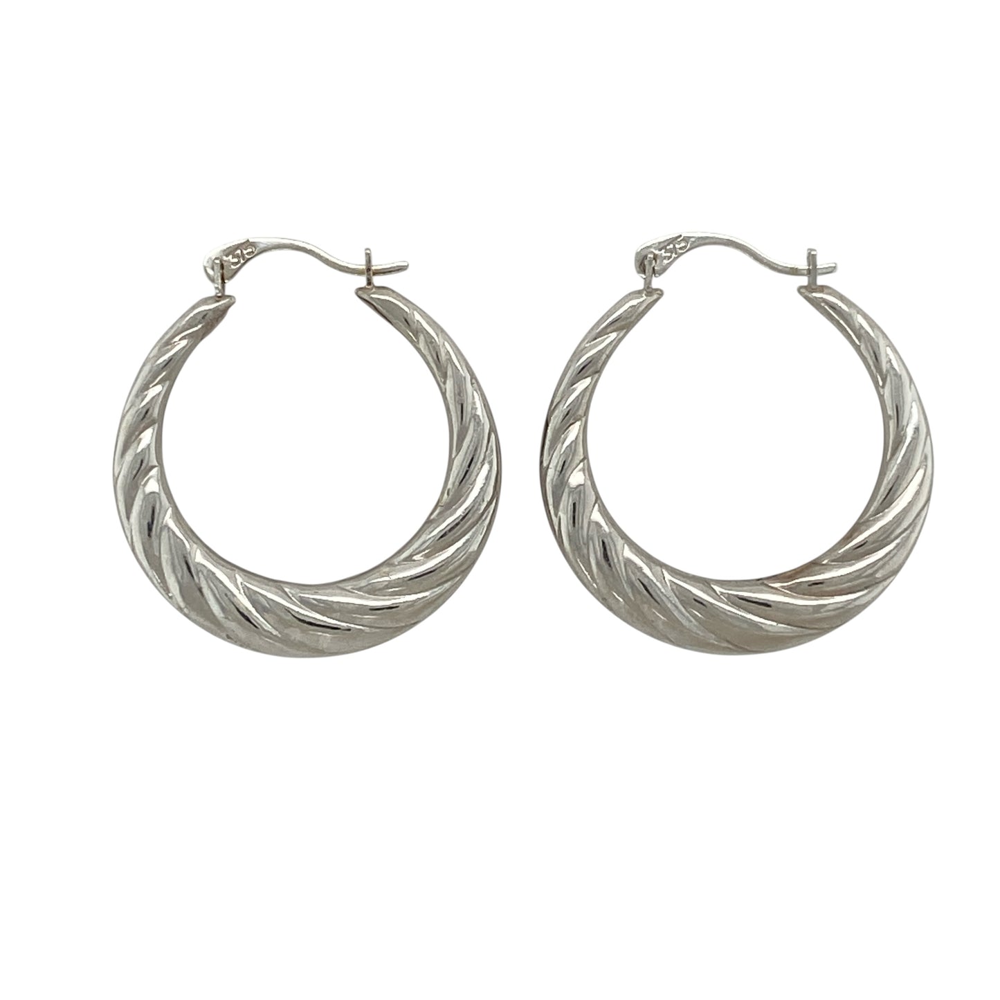 9ct White Gold Twisted Hoop Creole Earrings