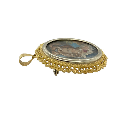 18ct Gold Vintage Nouveau Portrait Marie Antoinette Brooch/Pendant
