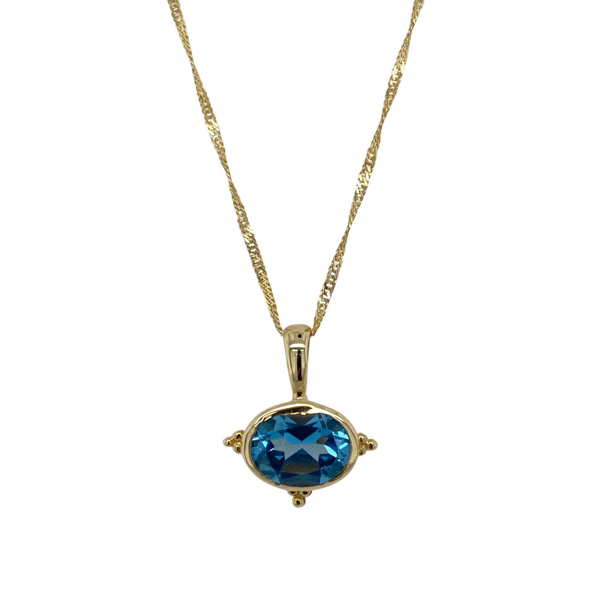 14ct Gold & Blue Topaz 20" Necklace