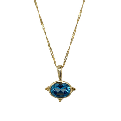 14ct Gold & Blue Topaz 20" Necklace