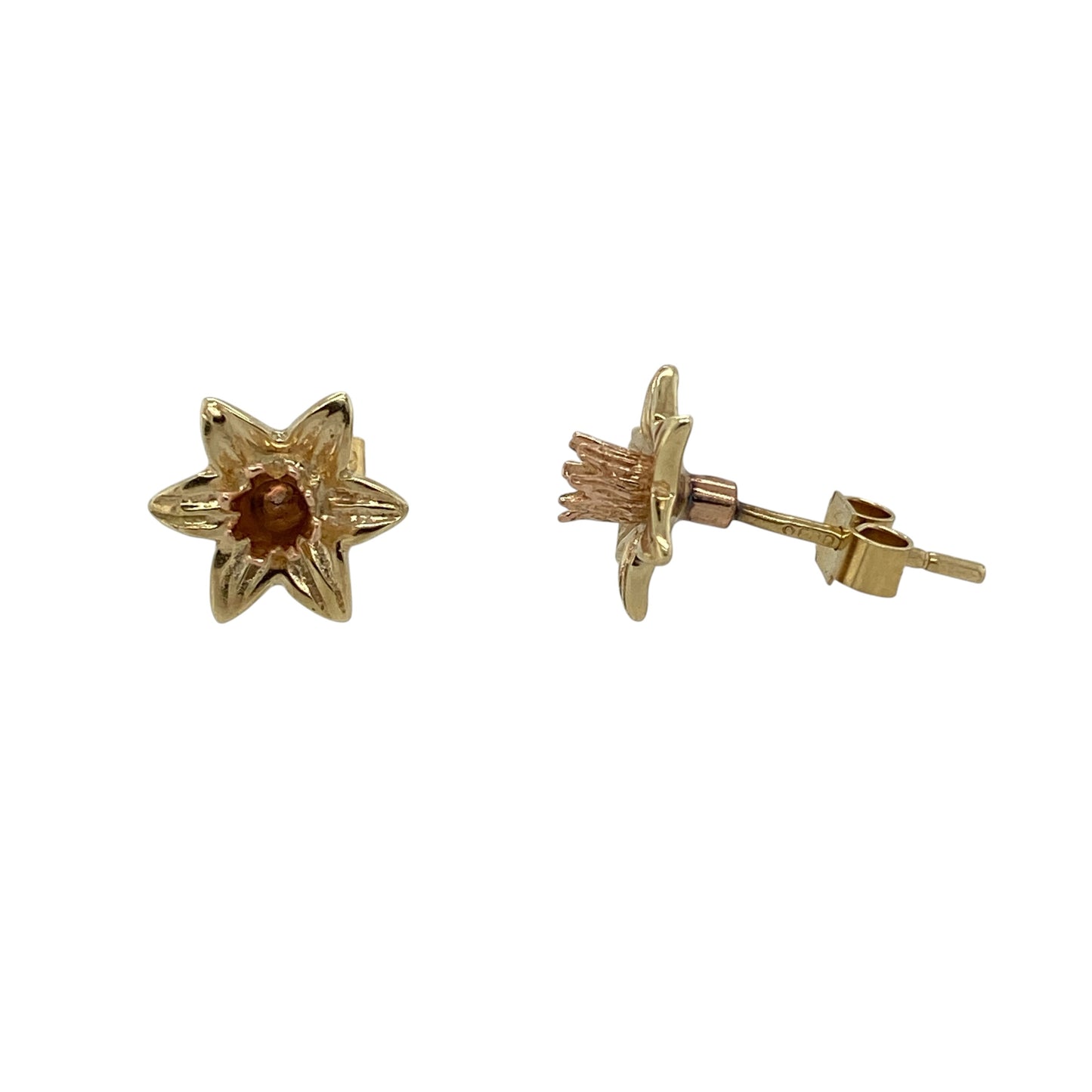 9ct Welsh Gold Daffodil Stud Earrings