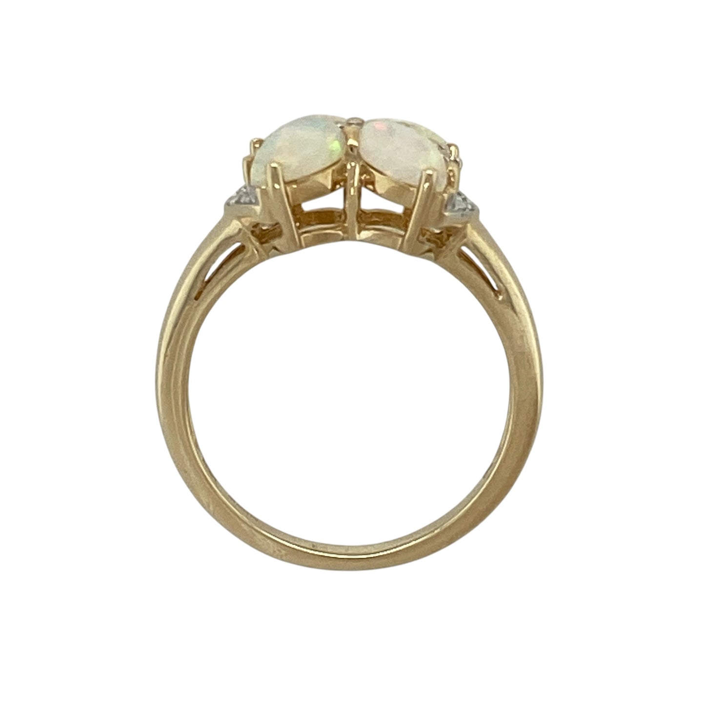 14ct Gold Diamond & Opalique Flower Ring
