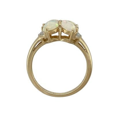 14ct Gold Diamond & Opalique Flower Ring