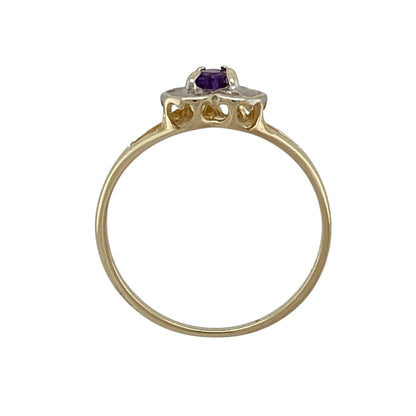 9ct Gold Diamond & Amethyst Heart Ring