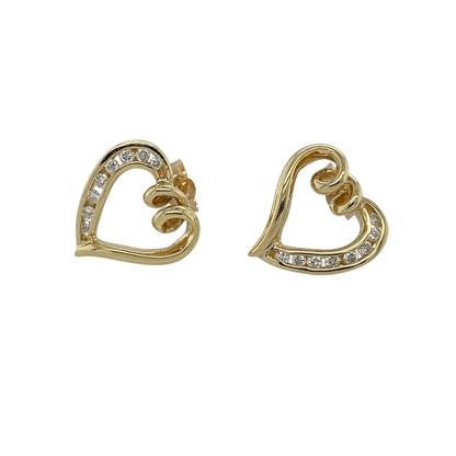Add timeless sparkle and romantic style to your jewellery collection with these pre-owned 9ct yellow gold diamond open heart stud earrings, featuring an elegant heart design accented with sparkling diamonds—perfect for everyday wear or as a meaningful gift.

Design: The earrings showcase a classic open heart design, beautifully enhanced with sparkling diamond accents that add a touch of brilliance. Their elegant and timeless styling makes them suitable for both everyday wear and special occasions.