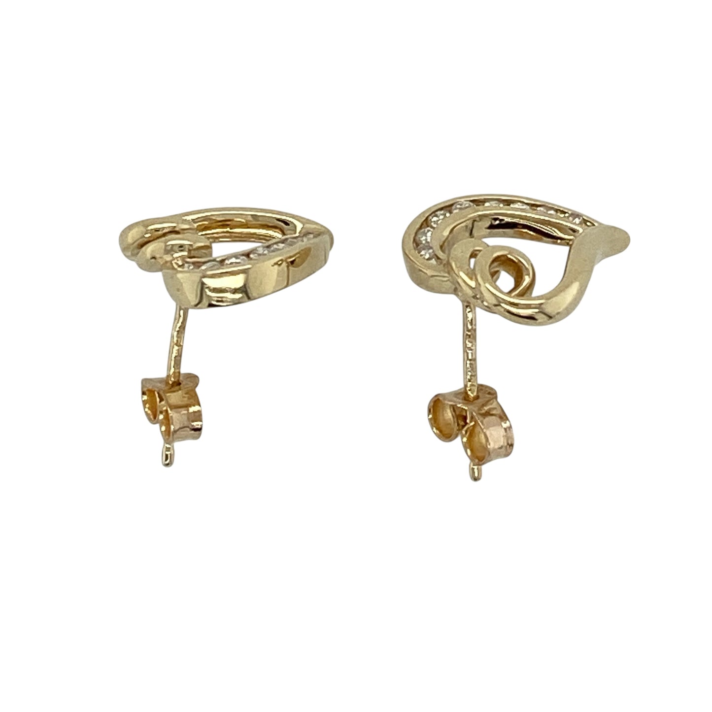 9ct Gold & Diamond Open Heart Stud Earrings