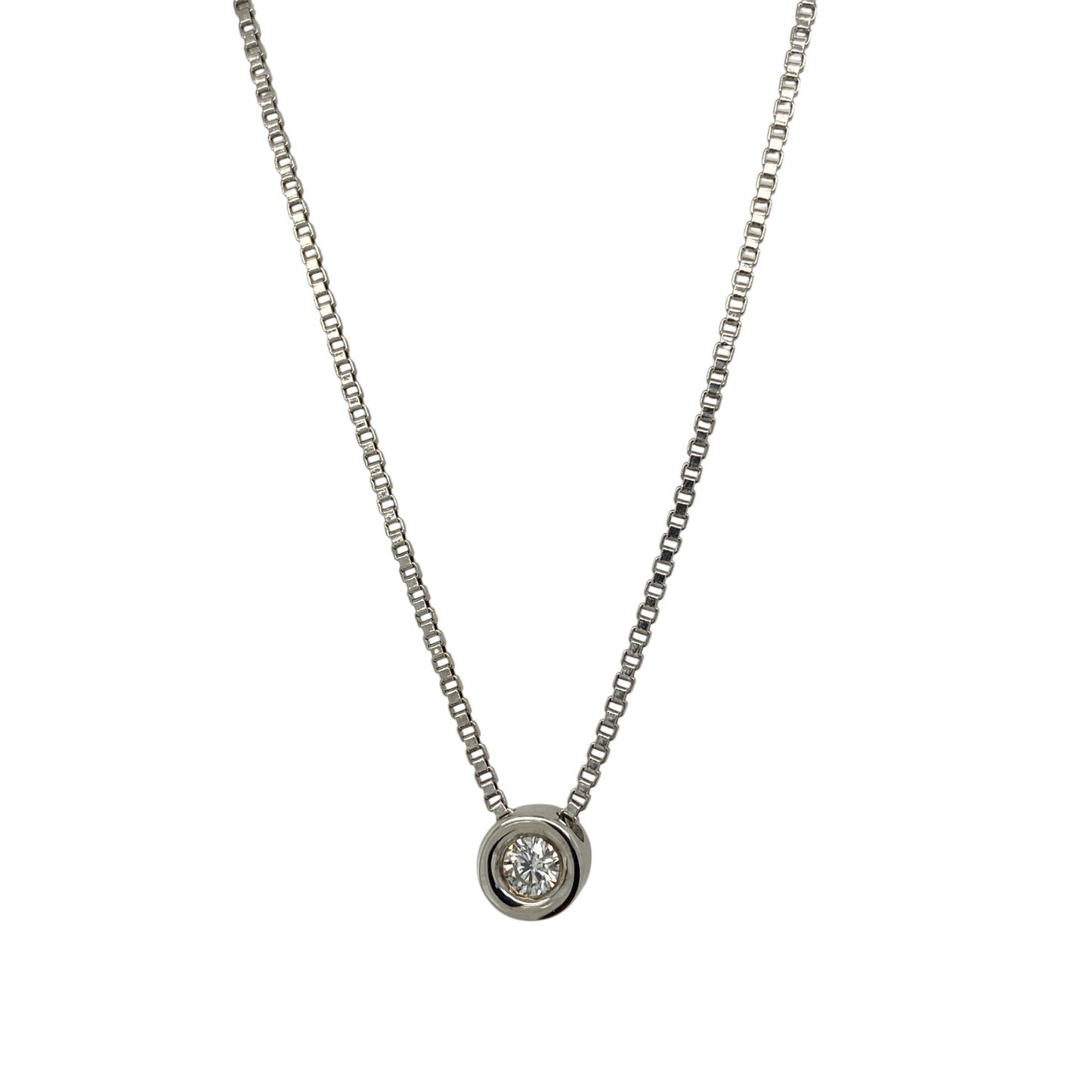 9ct White Gold & Diamond Solitaire 16" Necklace