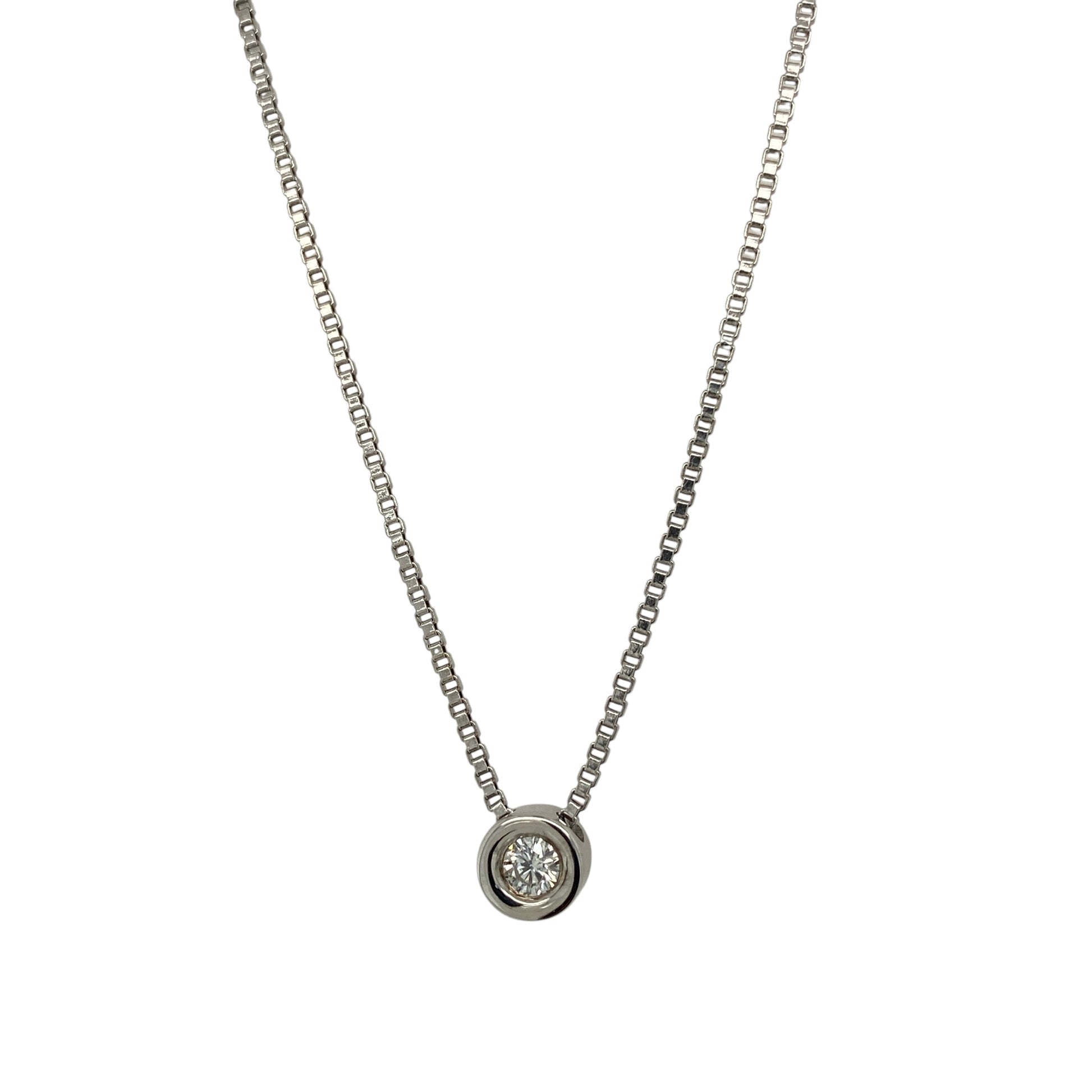 9ct White Gold & Diamond Solitaire 16" Necklace