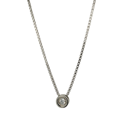 9ct White Gold & Diamond Solitaire 16" Necklace