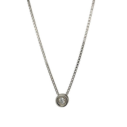9ct White Gold & Diamond Solitaire 16" Necklace