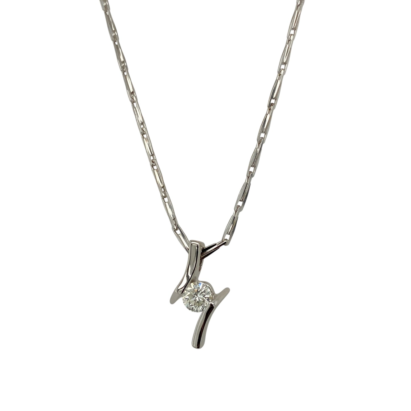 18ct White Gold & Diamond 18" Necklace