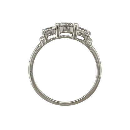9ct White Gold & Cubic Zirconia Trilogy Ring