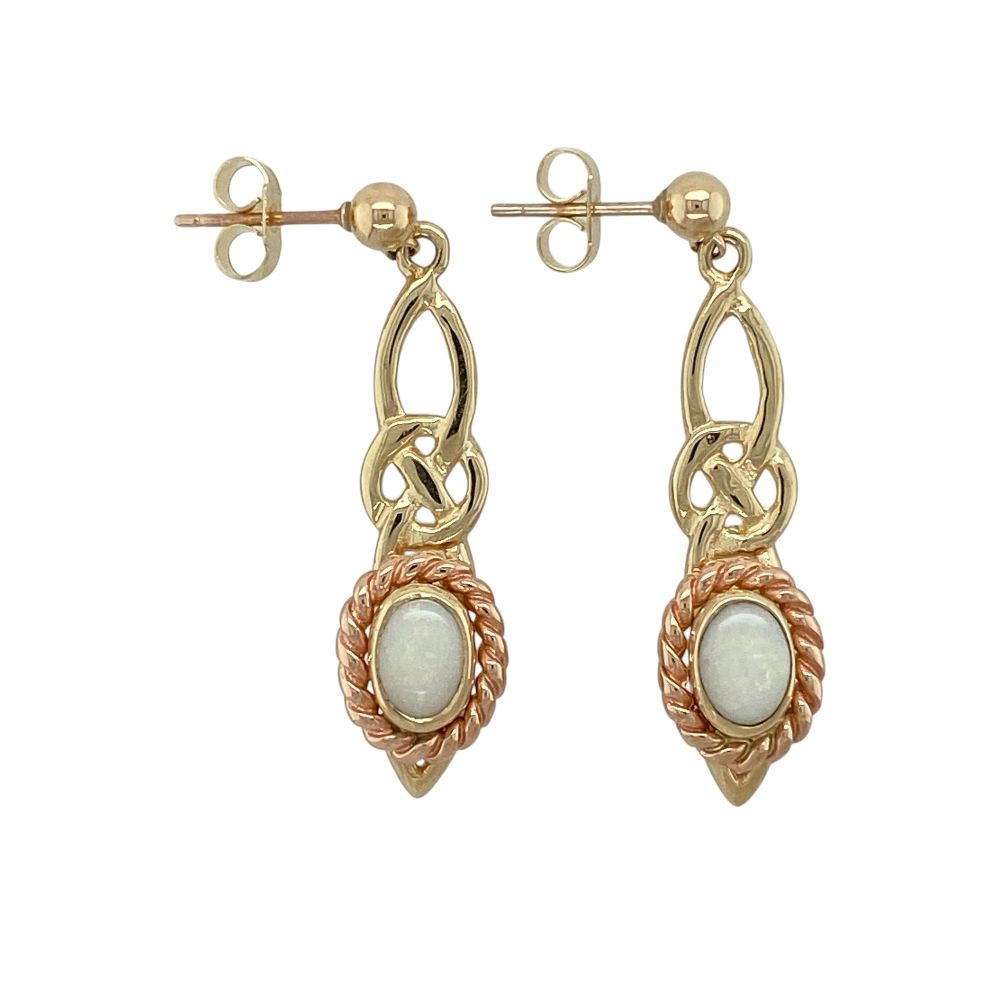 9ct Gold & Opalique Clogau Celtic Drop Earrings
