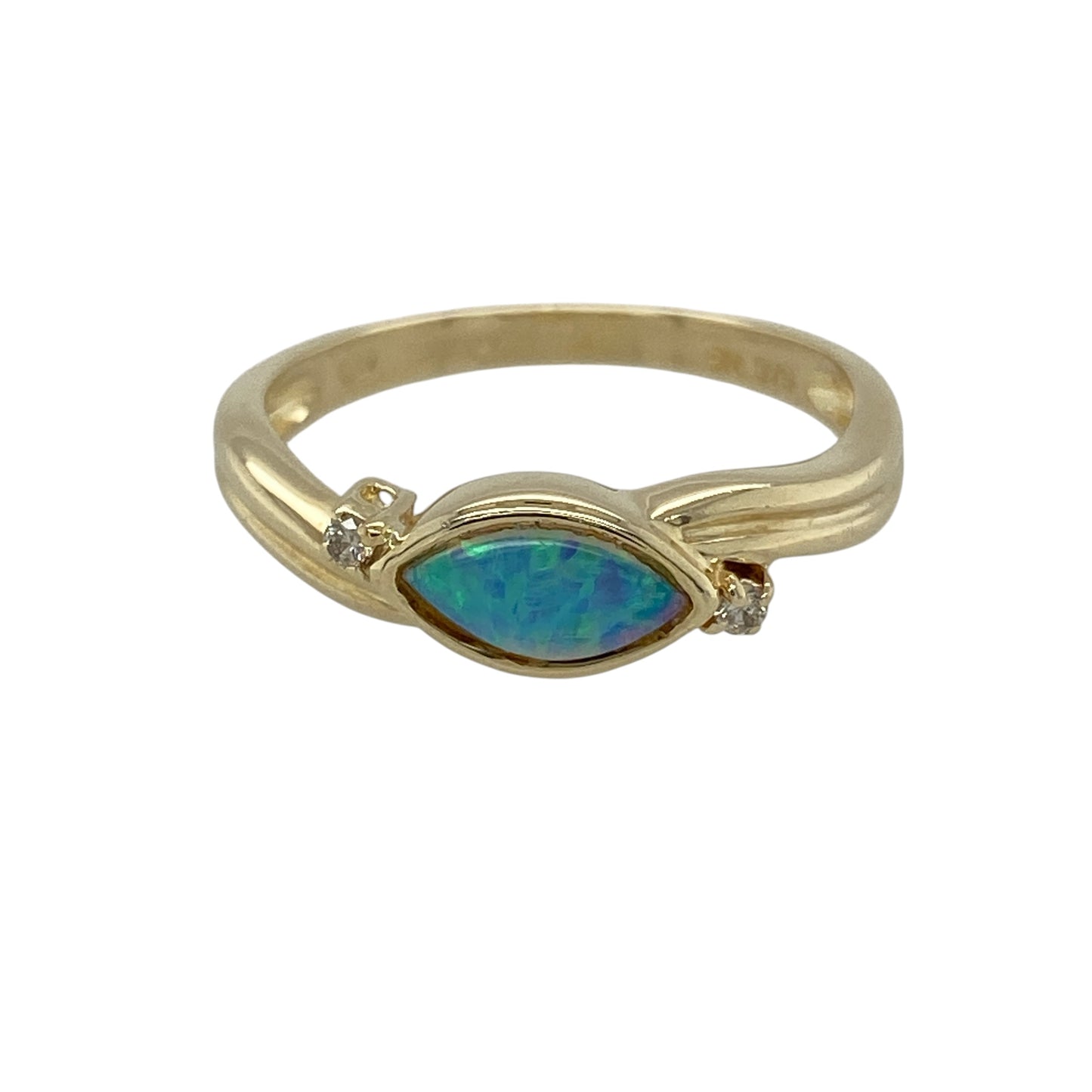 9ct Gold Diamond & Opalique Ring