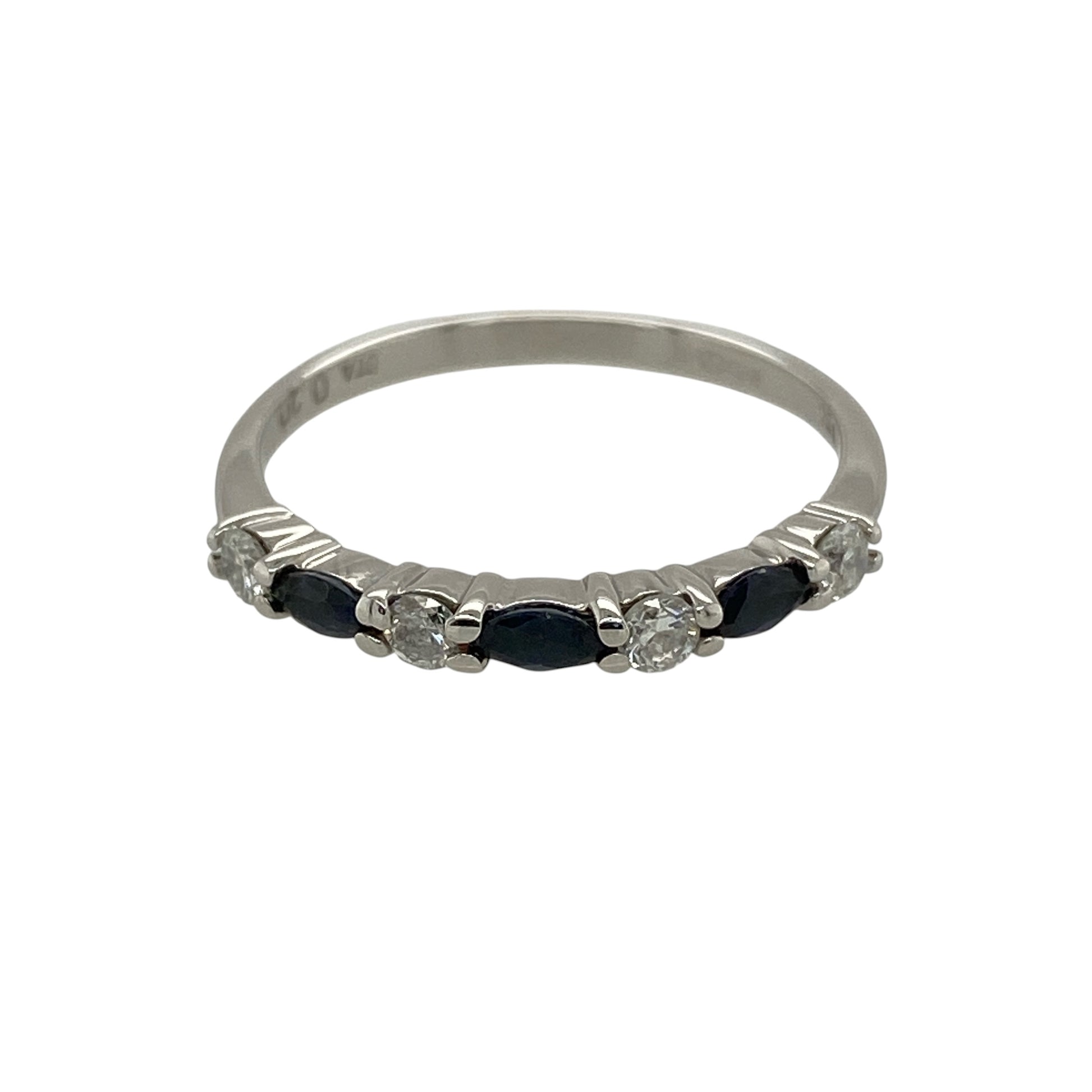 9ct White Gold Diamond & Sapphire Band Ring