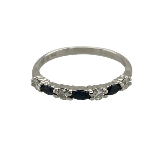 9ct White Gold Diamond & Sapphire Band Ring