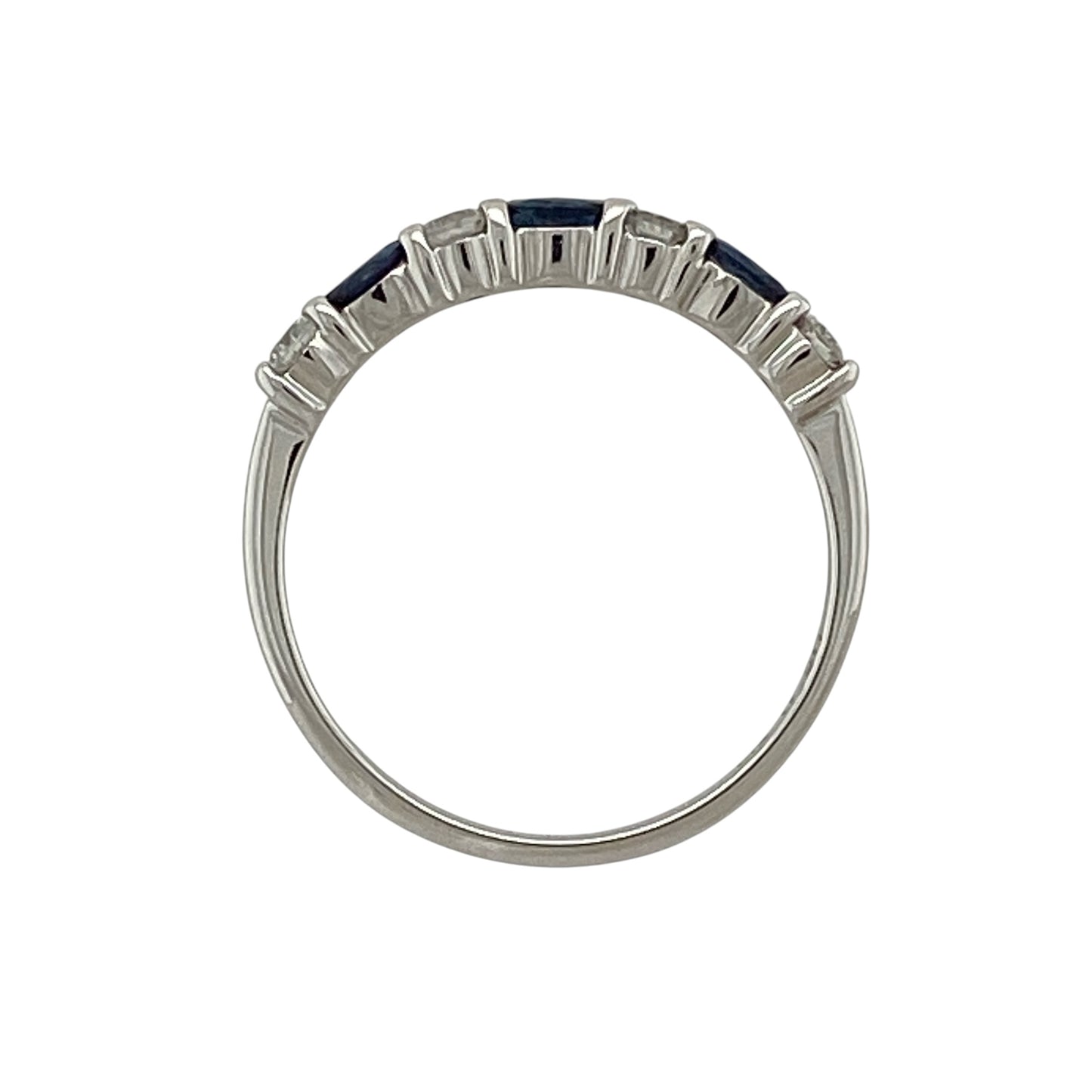 9ct White Gold Diamond & Sapphire Band Ring