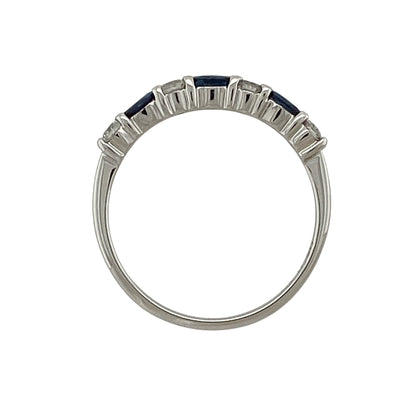 9ct White Gold Diamond & Sapphire Band Ring