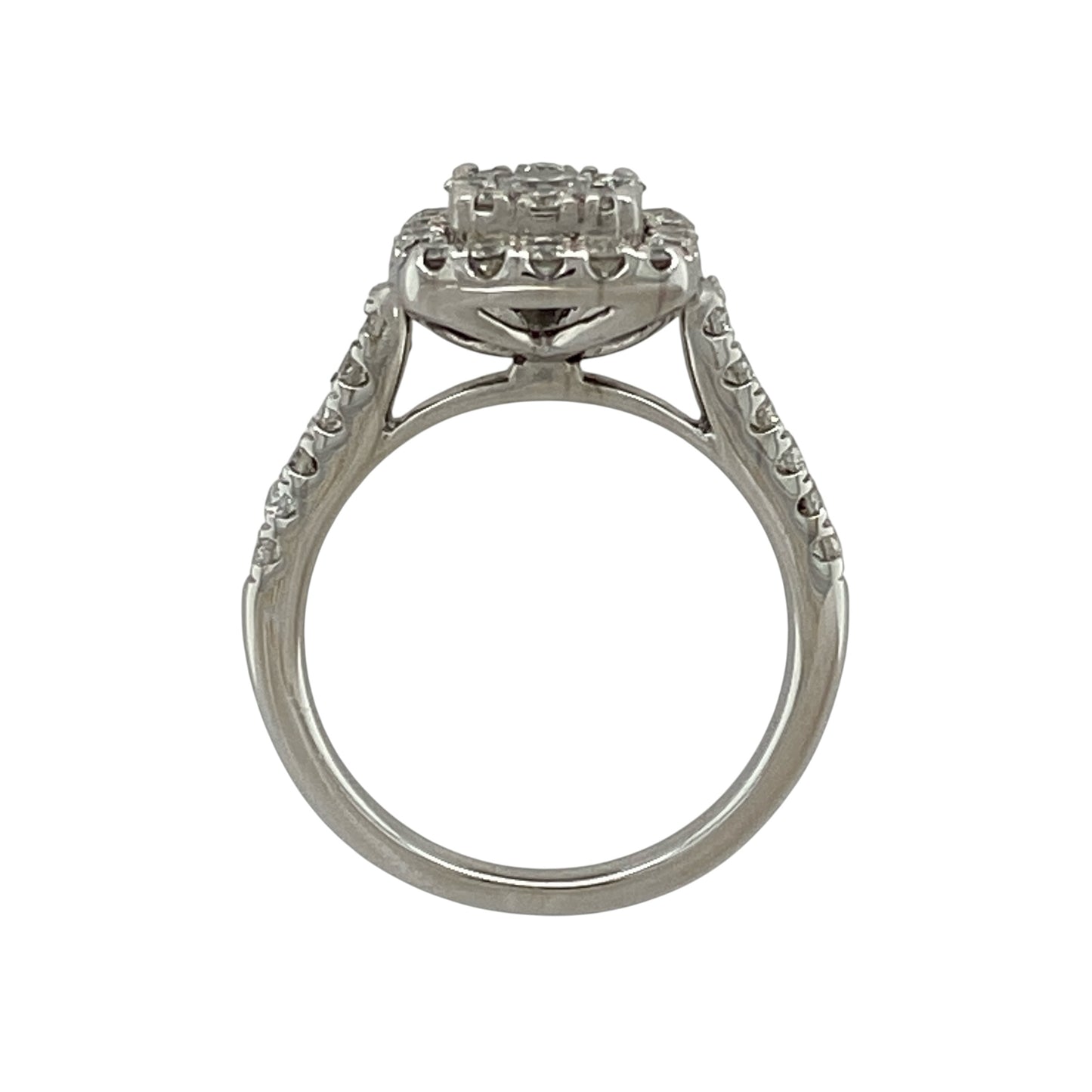 9ct White Gold & Diamond Halo Cluster Ring