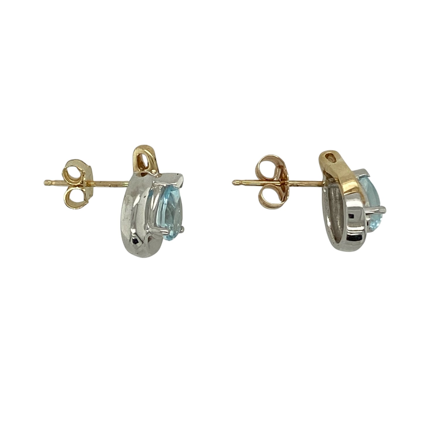 9ct Gold Diamond & Blue Topaz Teardrop Stud Earrings