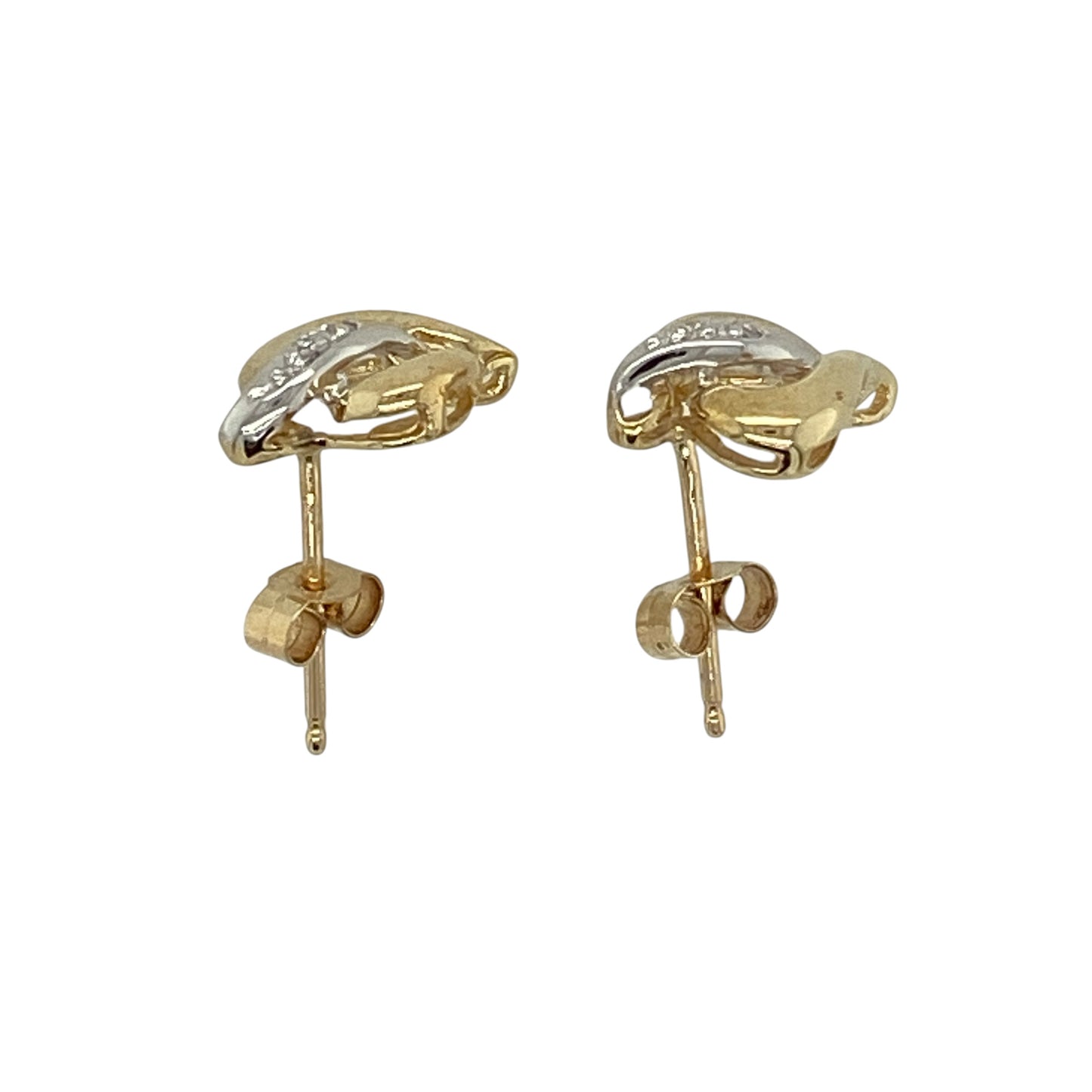 9ct Gold & Diamond Heart Stud Earrings
