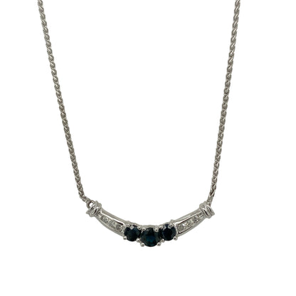 10ct White Gold Diamond & Sapphire 17" Necklace