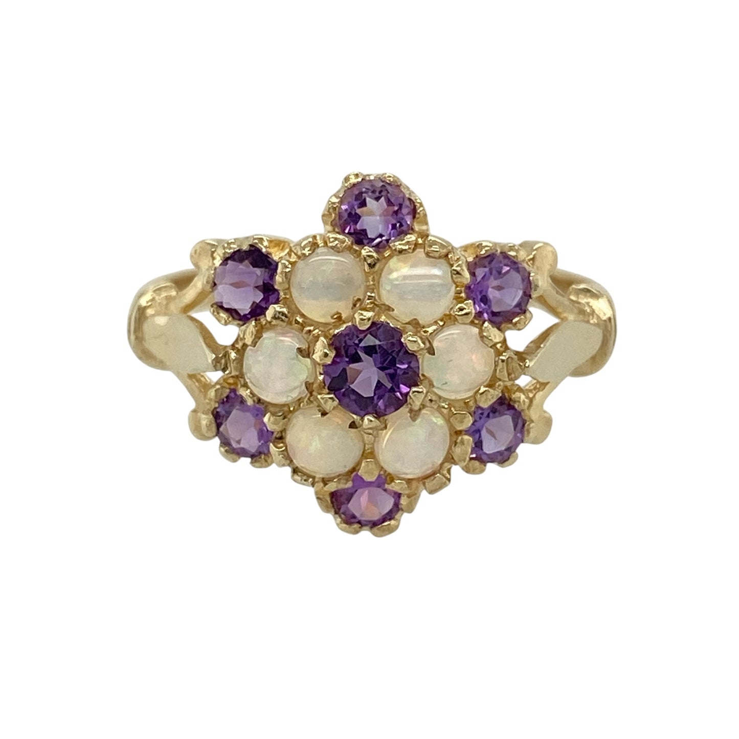 9ct Gold Amethyst & Opalique Cluster Ring