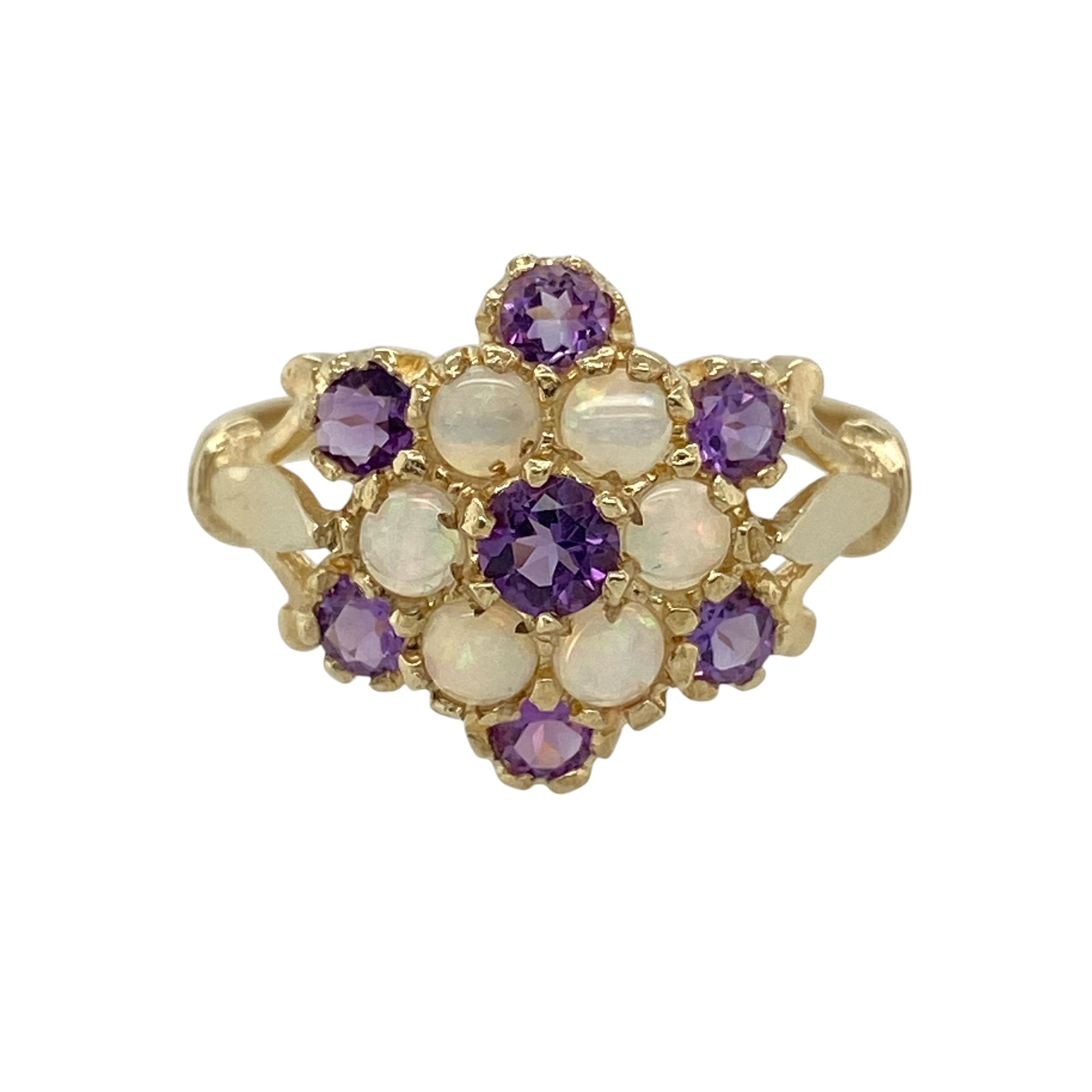 9ct Gold Amethyst & Opalique Cluster Ring