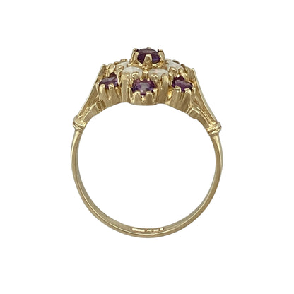 9ct Gold Amethyst & Opalique Cluster Ring