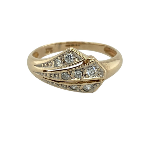 9ct Gold & Cubic Zirconia Three Row Ring