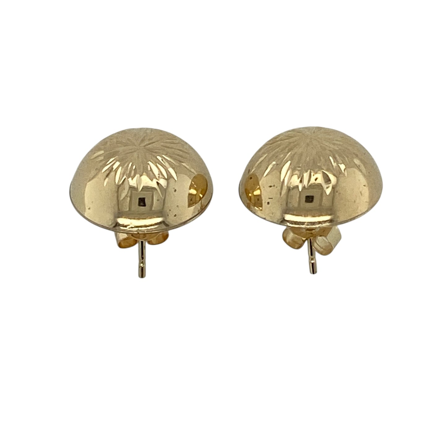 9ct Gold Patterned Round Dome Stud Earrings