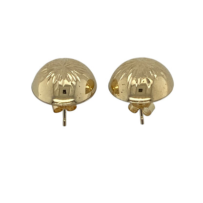 9ct Gold Patterned Round Dome Stud Earrings