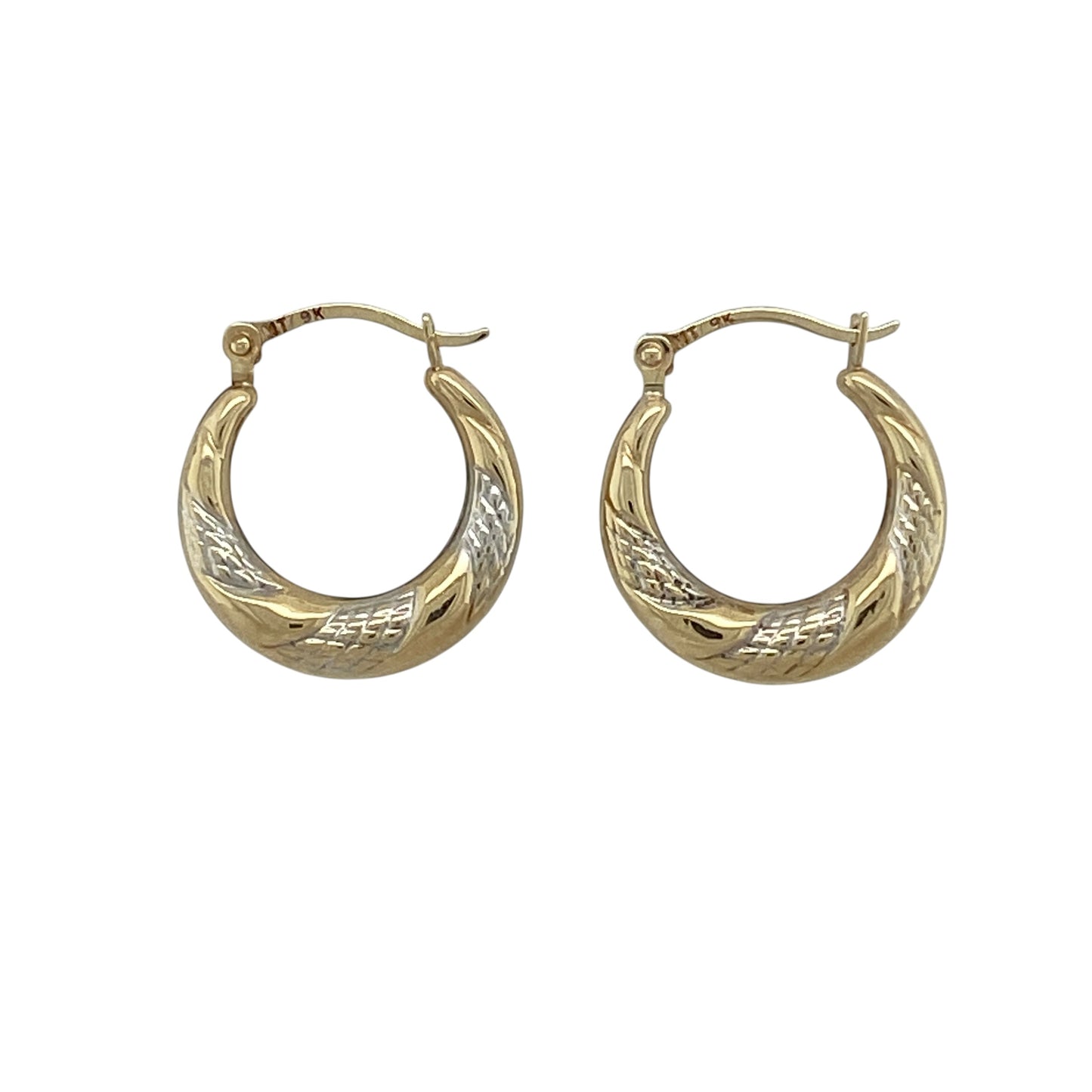 9ct Gold Twist Patterned Hoop Creole Earrings