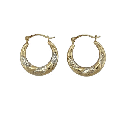 9ct Gold Twist Patterned Hoop Creole Earrings