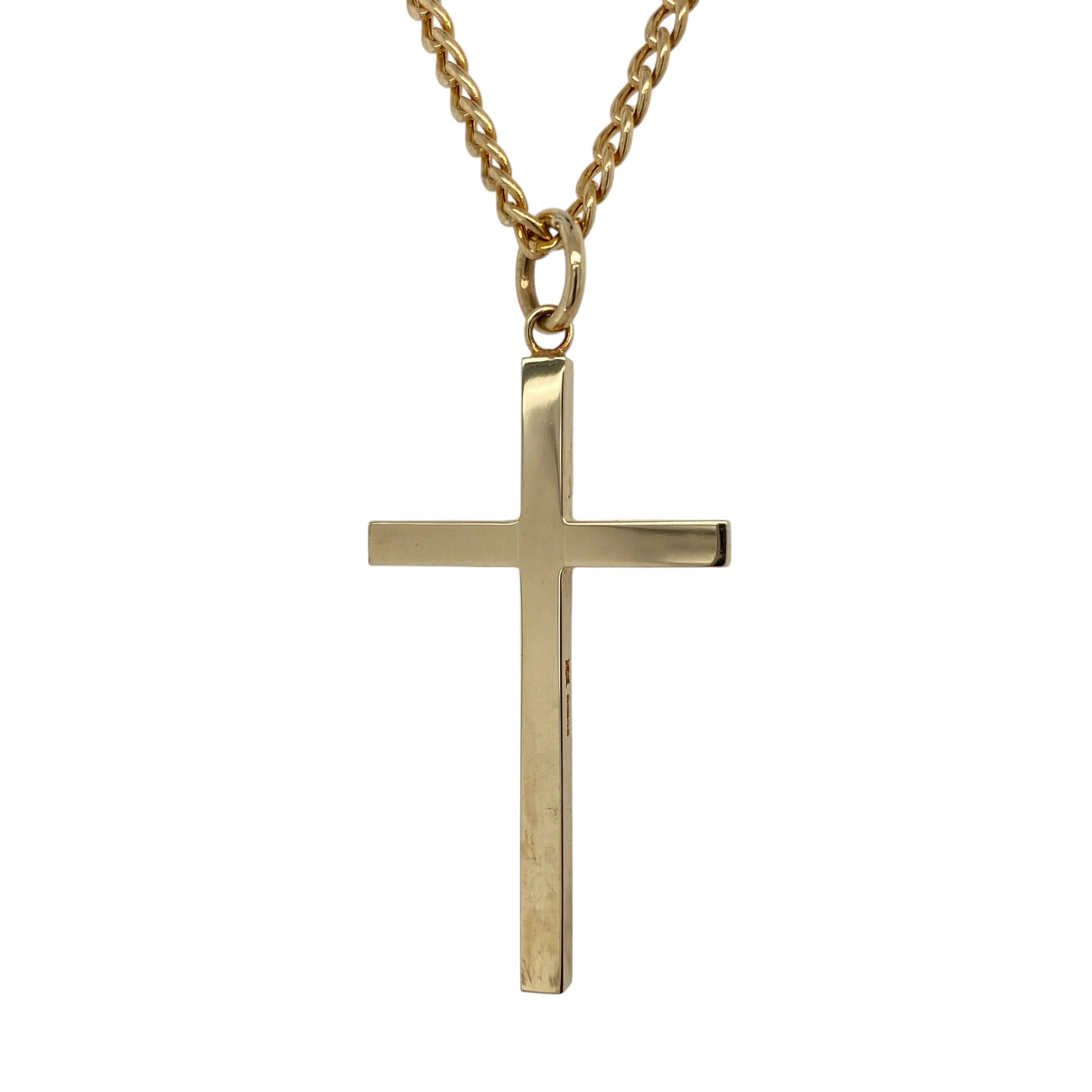 9ct Gold Plain Large Cross 22" Necklace