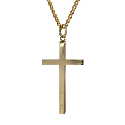 9ct Gold Plain Large Cross 22" Necklace