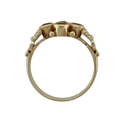 9ct Gold & Citrine Cluster Flower Ring