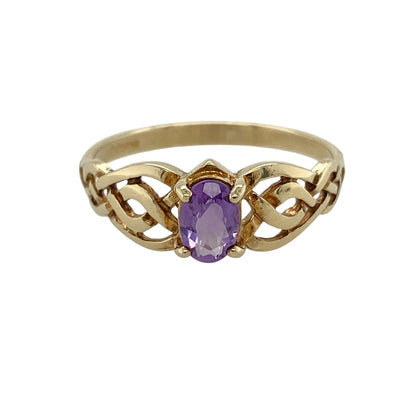 9ct Gold & Amethyst Celtic Ring