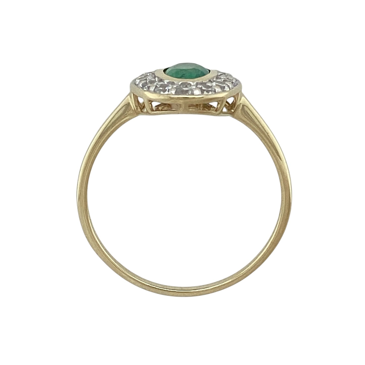 9ct Gold Emerald & Cubic Zirconia Cluster Ring
