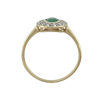 9ct Gold Emerald & Cubic Zirconia Cluster Ring