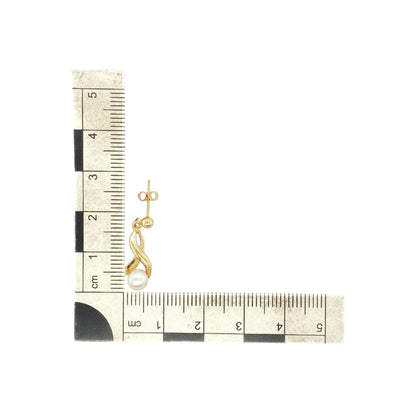 9ct Gold Pearl Twist Drop Earrings