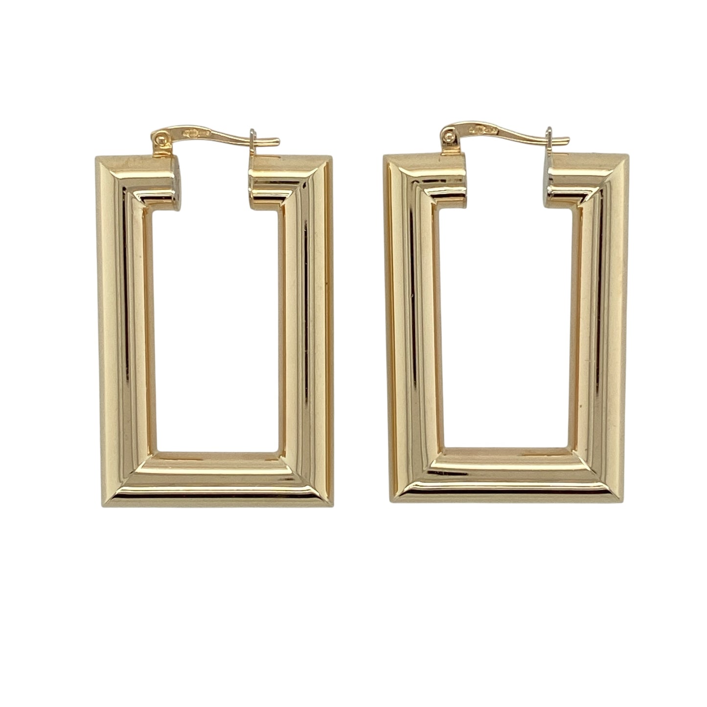 9ct Gold Rectangle Creole Earrings